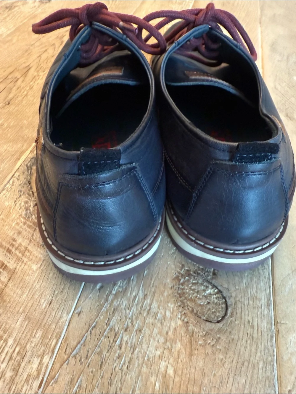 PIKOLINOS Men’s Navy Leather Loafers with Burgundy Laces Euro 44 US 10